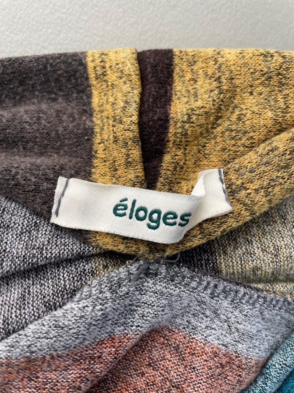 Éloges Cardigan Sweater XL Elbow Patch Open Front Long Sleeve Multicolor Stripes - Picture 4 of 7